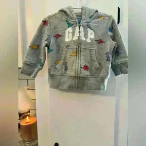 Boys Gap zip up hoodie with dinosaurs size 3-6m EUC